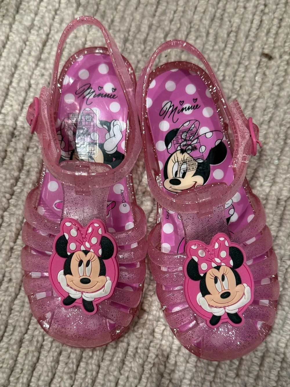 Minnie Mouse Pink Glitter Jelly Sandals for Kids